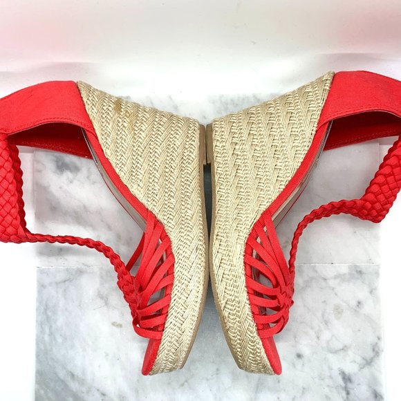 Steve Madden Red Coral Rise Wedge Weave Wedges Size 7.5 - Picture 6 of 11